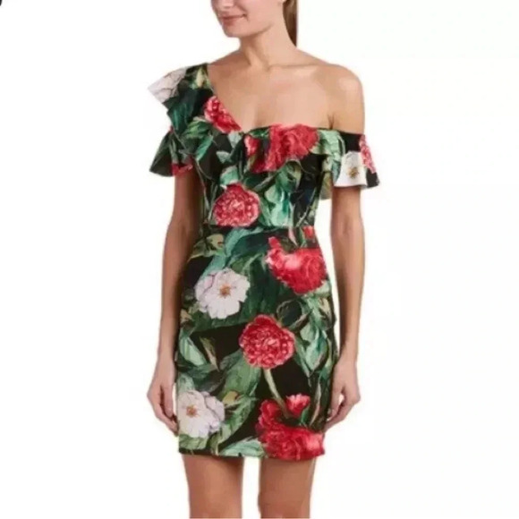 NWT Alexia Admor Scuba Sheath Dress Size 8 Color Green Red - Picture 1 of 7